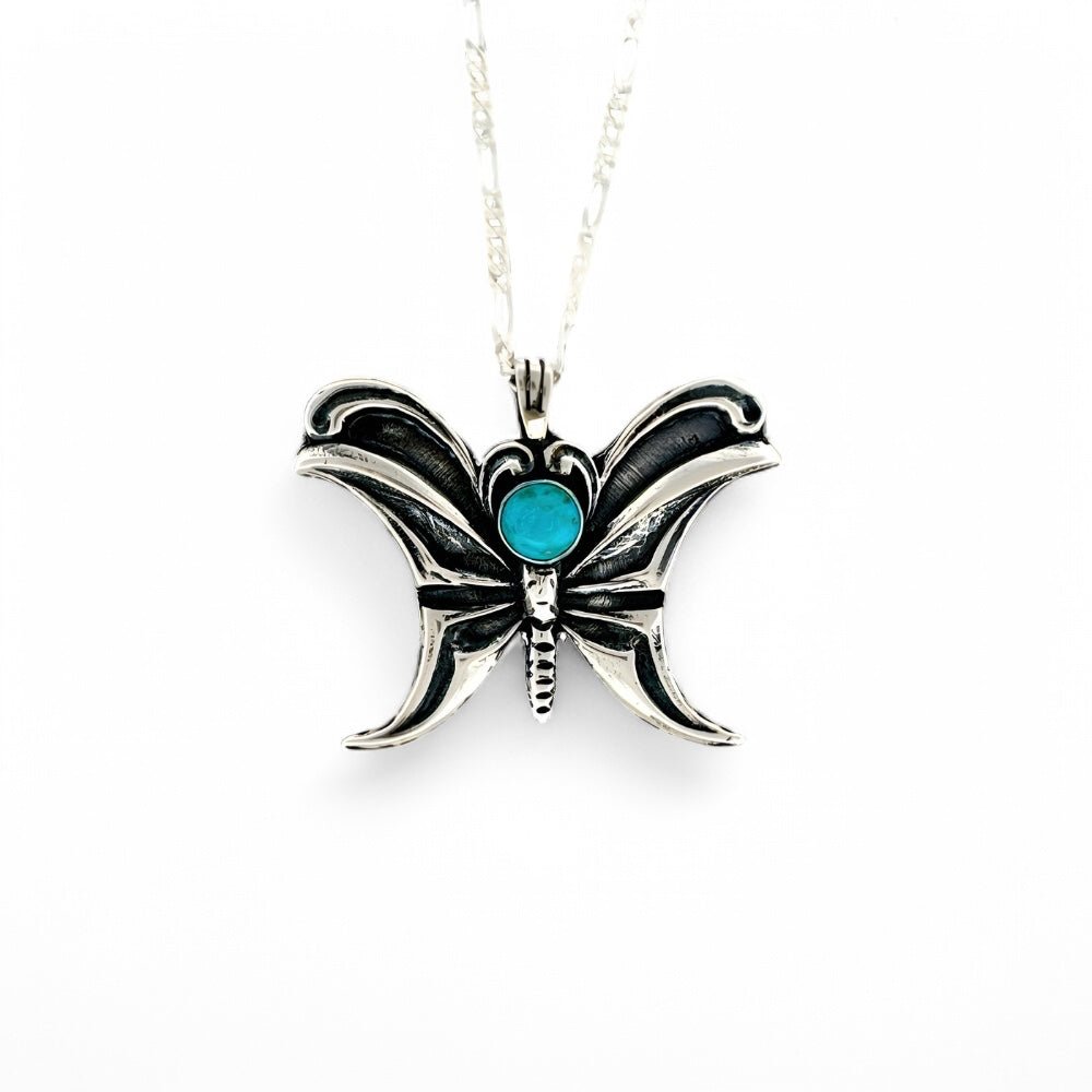 Butterfly Turquoise Silver Necklace -