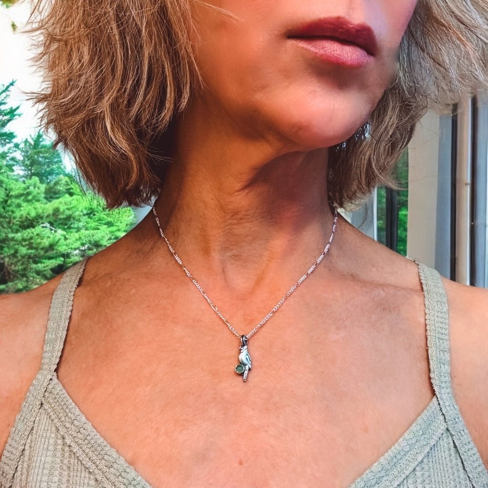 Cardinal Aventurine Silver Charm Necklace -