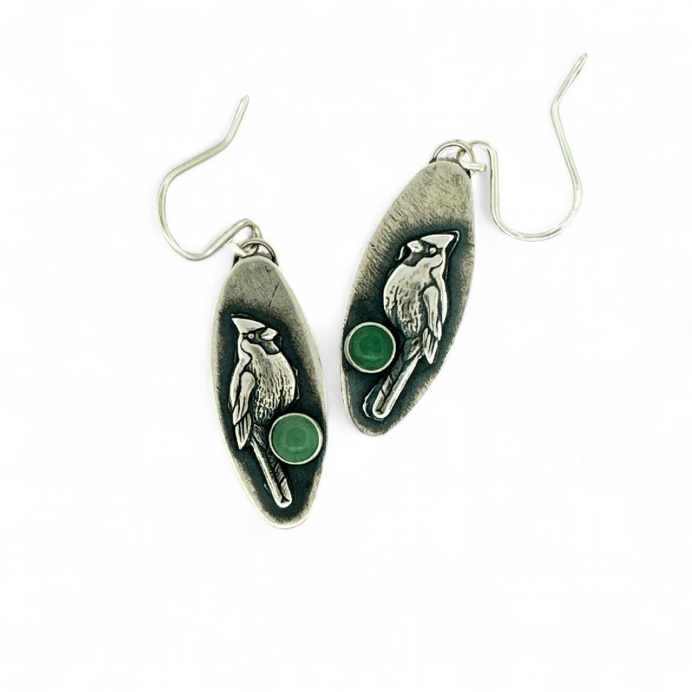 Cardinal Aventurine Silver Earrings -