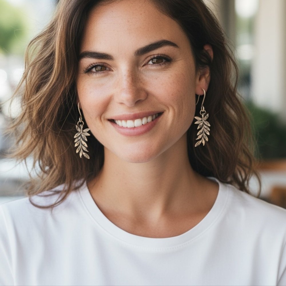 Cascading Leaves Silver Earrings -