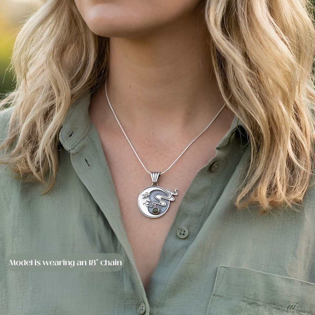 Handmade Moon Face Necklace Fine Silver Crescent Design Celestial Jewelry Black Opal Gemstone Accent Artisan Crafted Pendant Bohemian Style Wind Blowing Detail Snake Chain Option Leather Cord Available Witchy Aesthetic Moon Goddess Gift