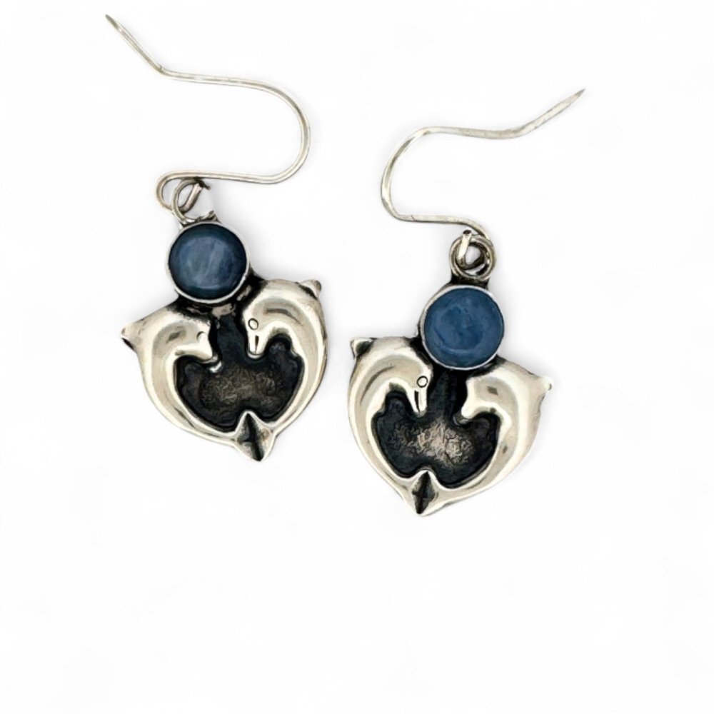 Dolphin Heart Silver Earrings -