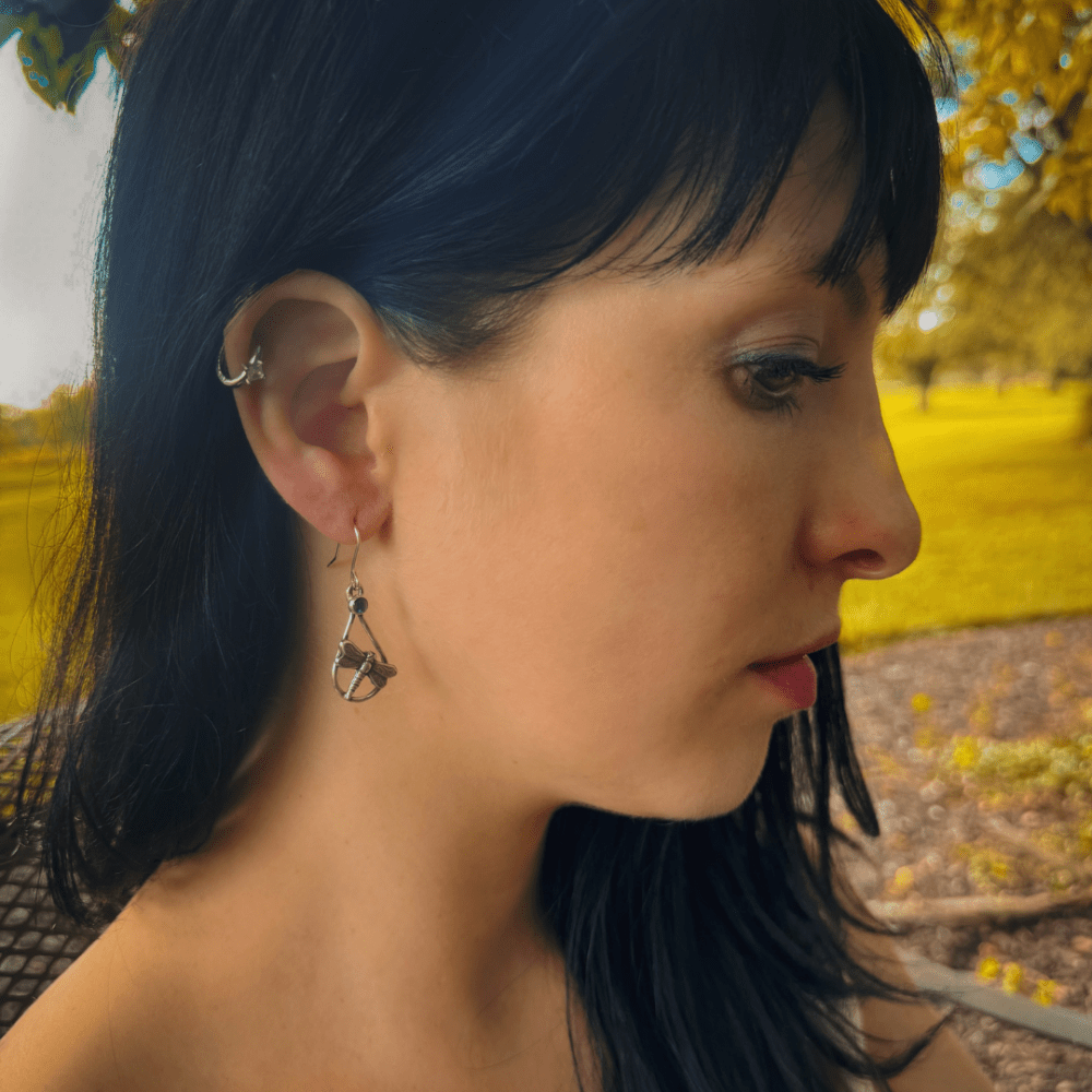 Dragonfly Meadow Silver Earrings -
