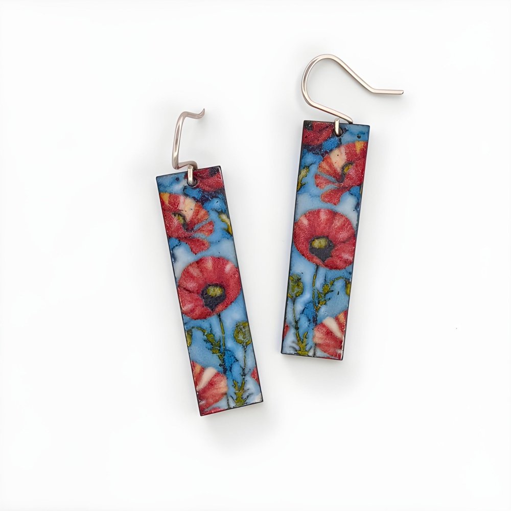Enamel Poppy Garden Earrings -