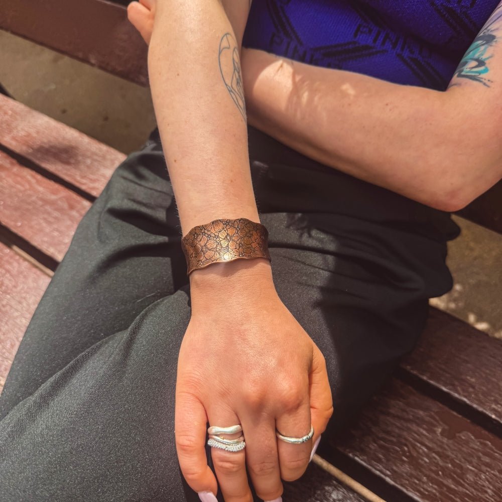 Flower Garden Copper Cuff Bracelet -