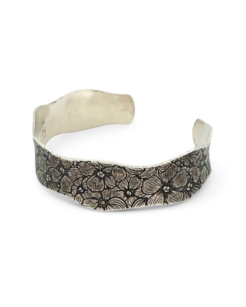 Flower Garden Silver Cuff Bracelet -