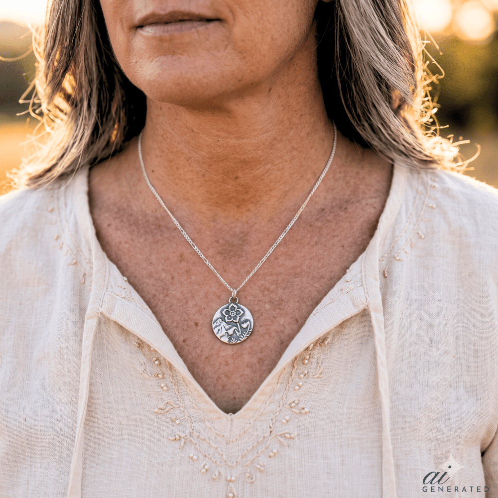 Forget-Me-Not Mountain Silver Pendant Necklace -