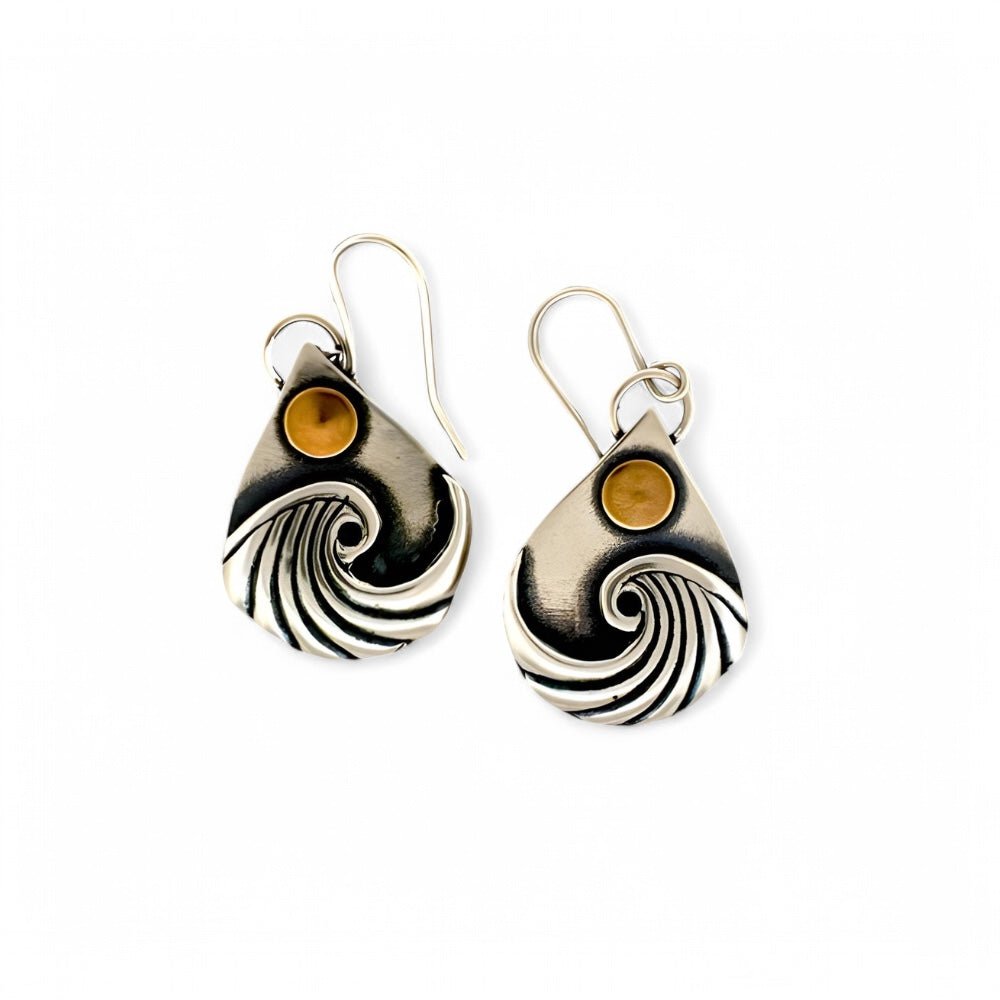 Golden Waves Silver Earrings -