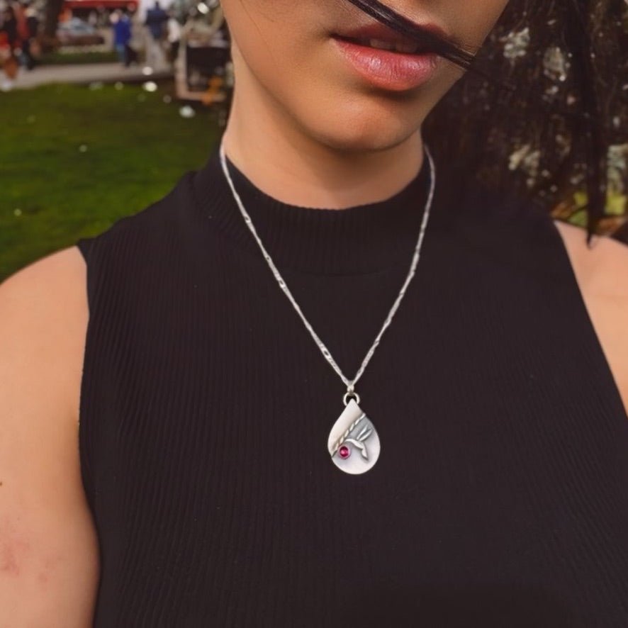 Hummingbird Silver Pendant Necklace -