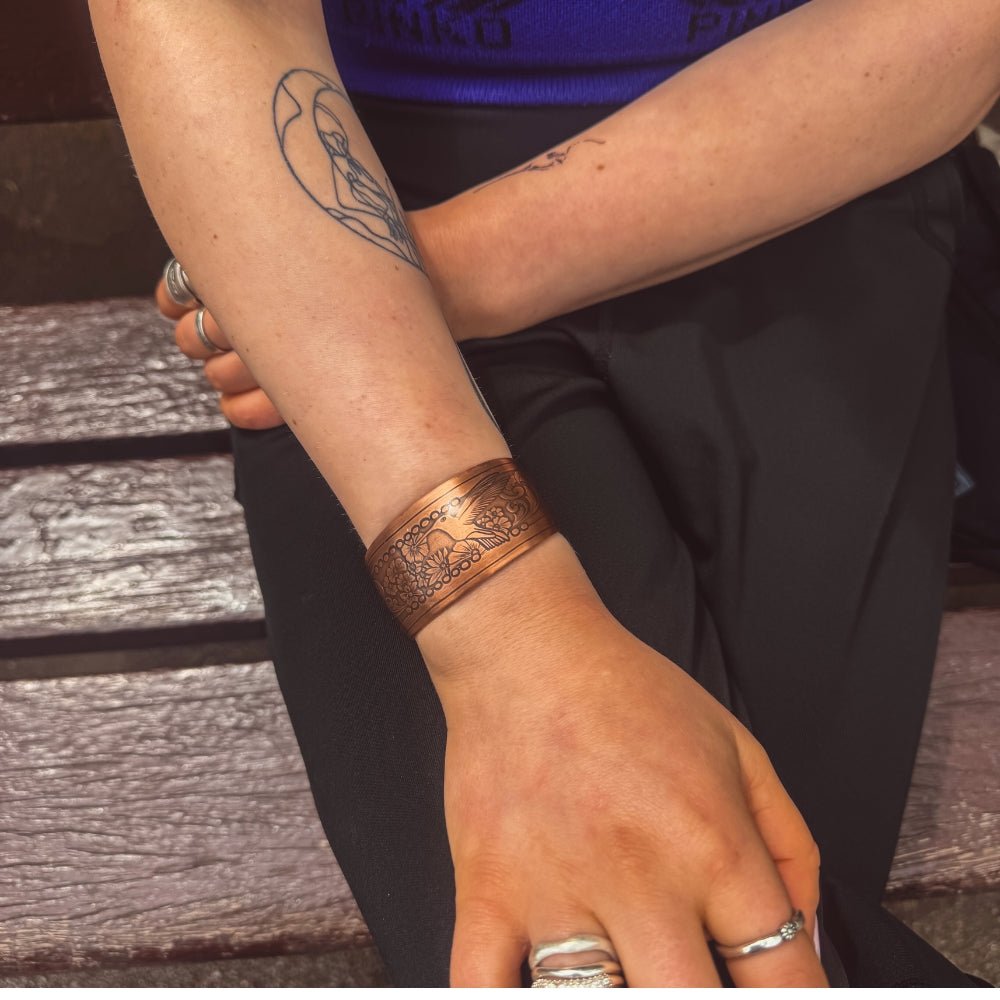 Hummingbird Statement Copper Cuff Bracelet -