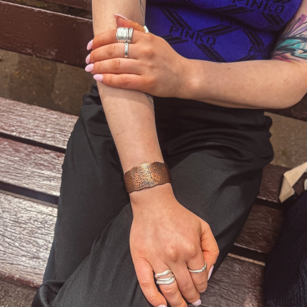 Leaf Copper Cuff Bracelet -