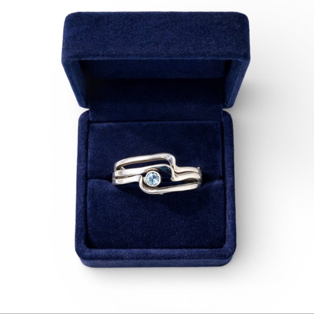 Minimalist Wave Silver Stacking Rings -