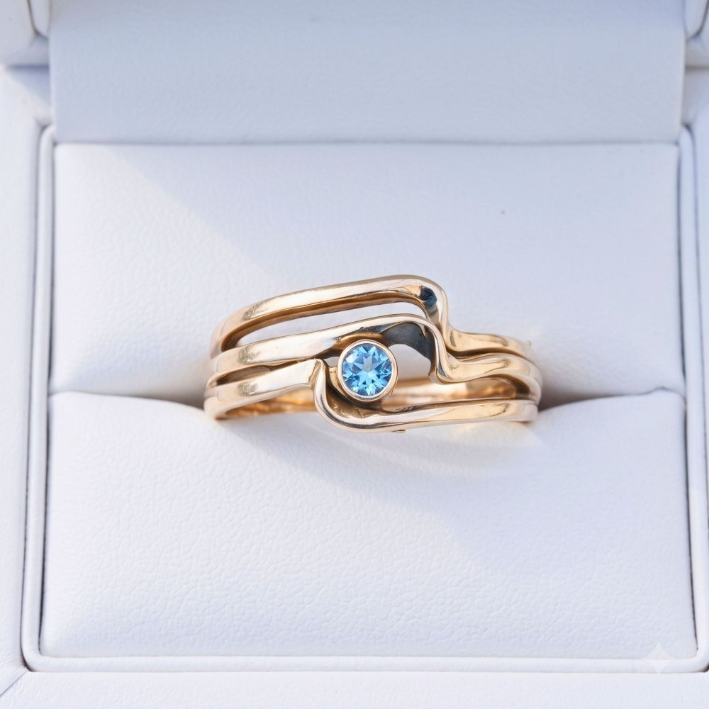 Minimalist Wave Silver Stacking Rings -