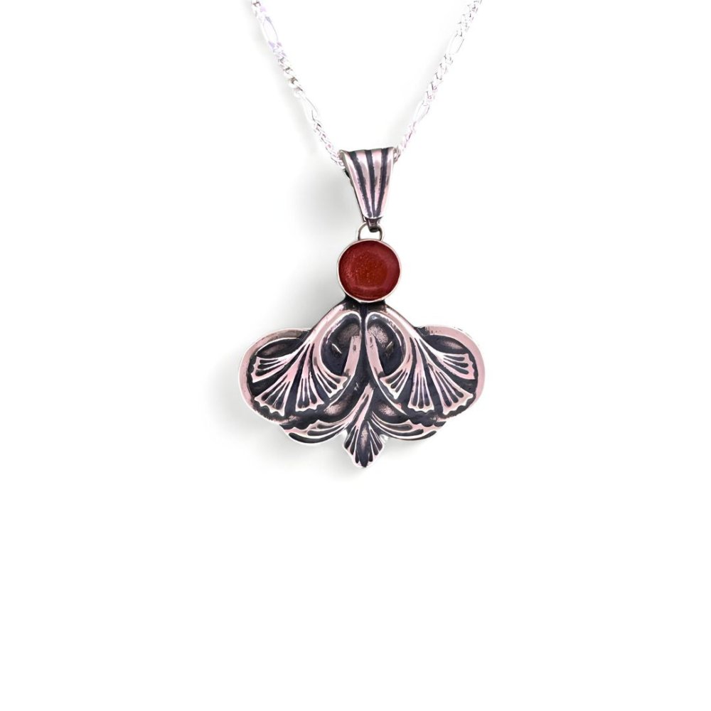 Modern Ginkgo Leaf Silver Pendant Necklace -