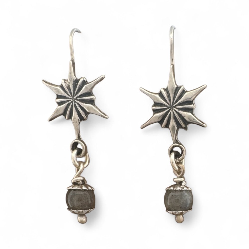 Mystical Labradorite Star Silver Earrings -