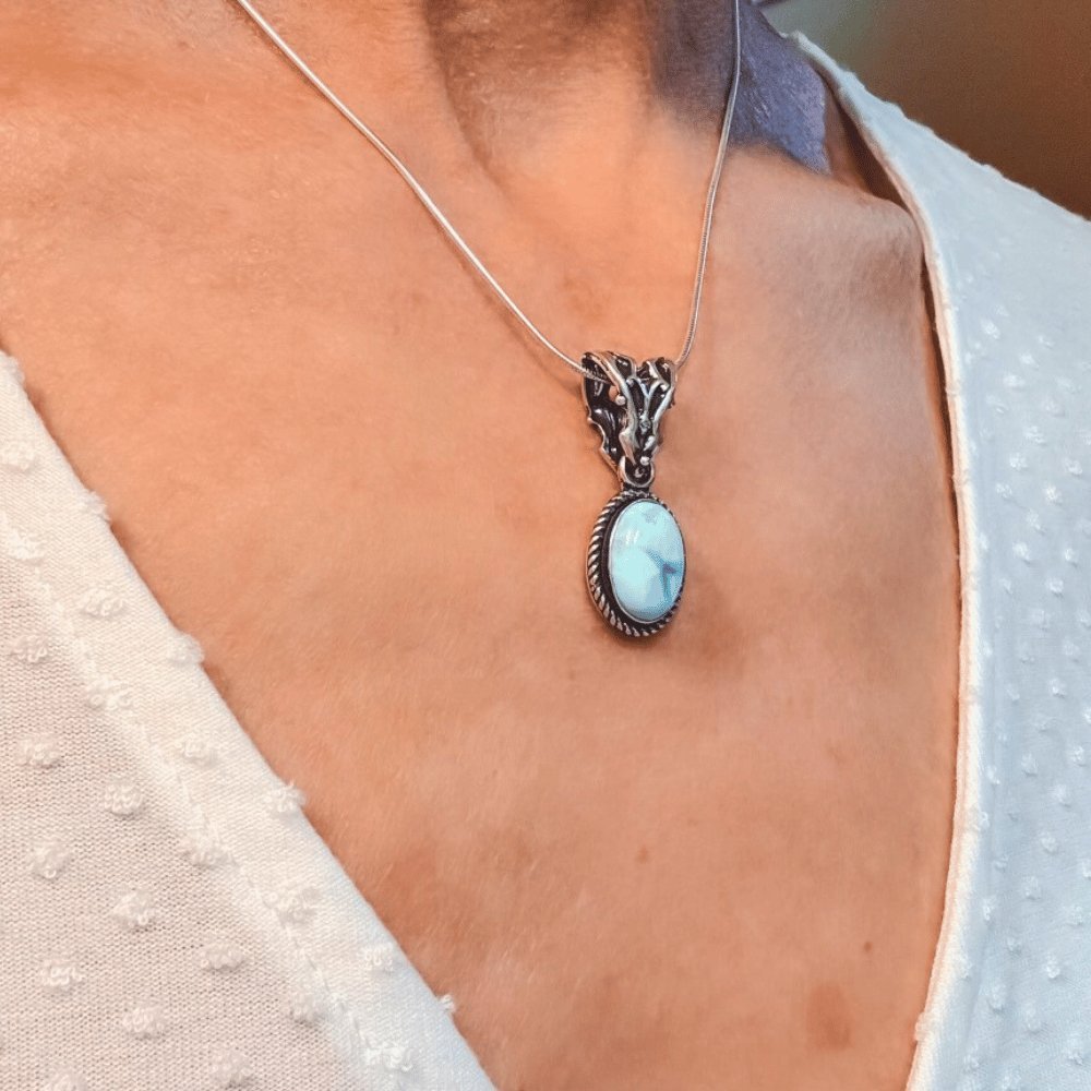 Larimar Sterling Silver Necklace outlet Pendant