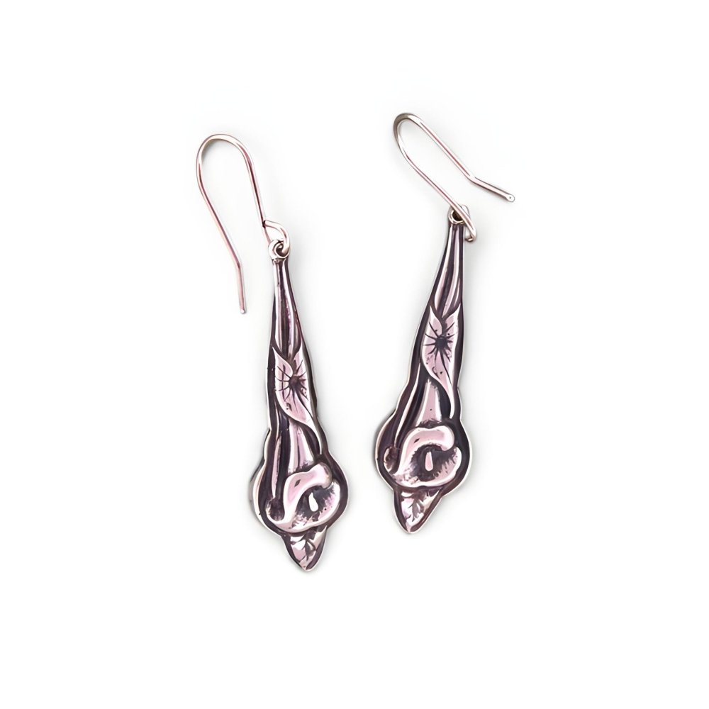 One - of - a - kind Silver Calla Lily Earrings -