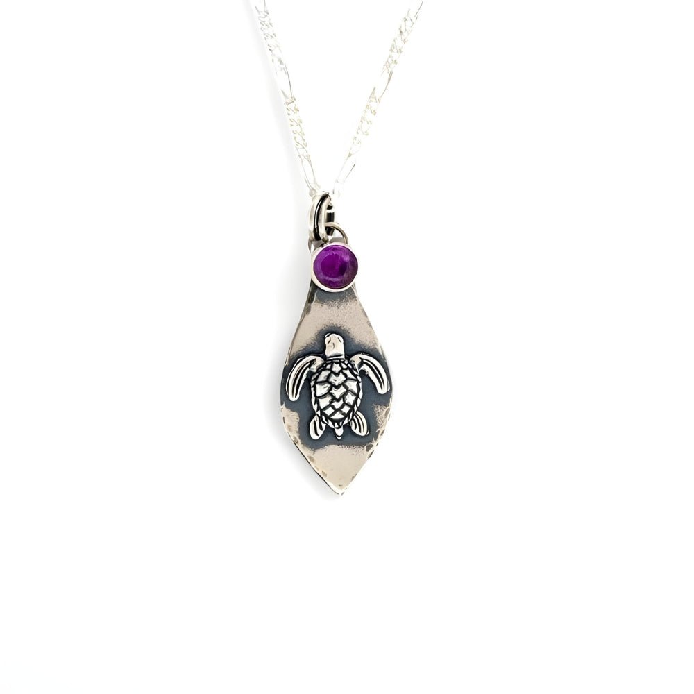 Sea Turtle Silver Pendant Necklace -