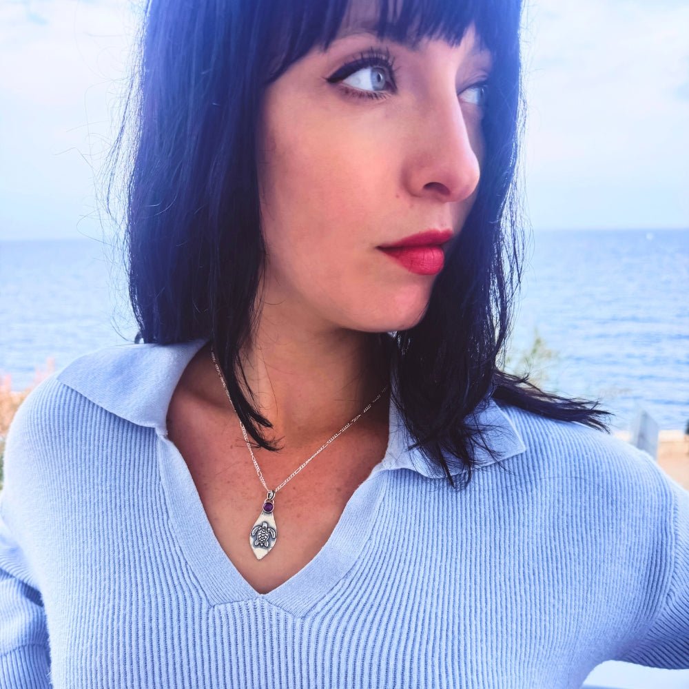 Sea Turtle Silver Pendant Necklace -