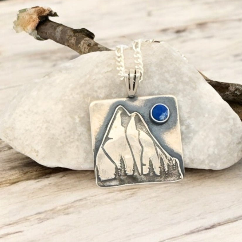 Soaring Mountains Silver Pendant Necklace -