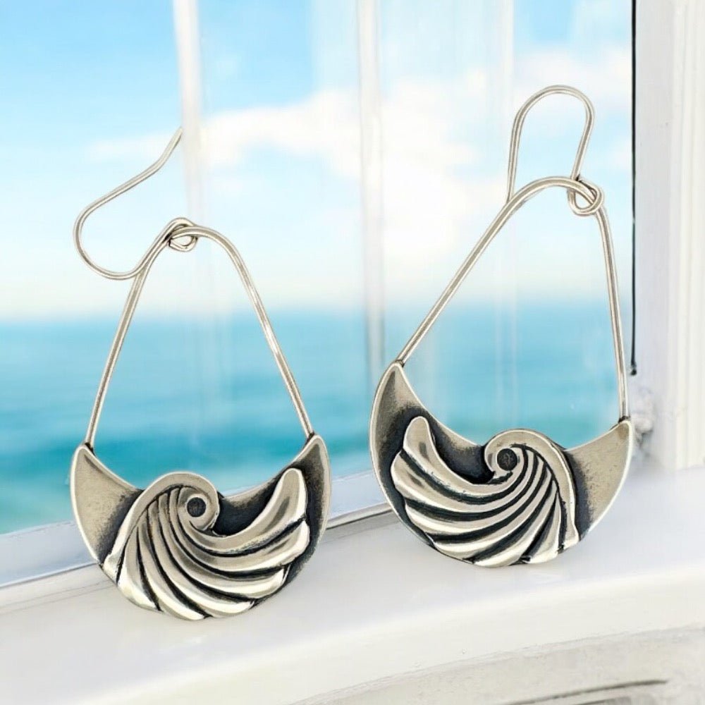 EARRINGS OCEAN SWIRLS online with top - by Bellmore Arts