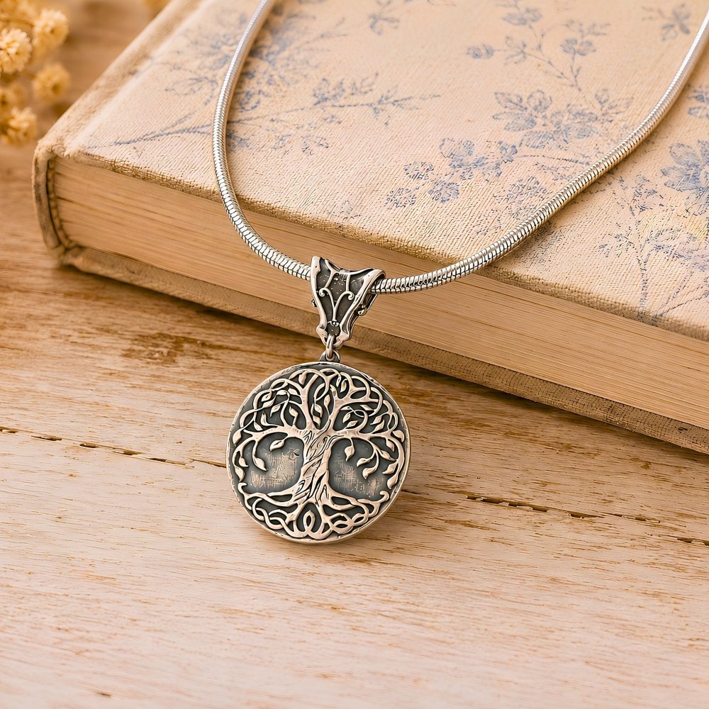 Tree of Life Necklace – Boho Lapis Lazuli Sterling Silver -
