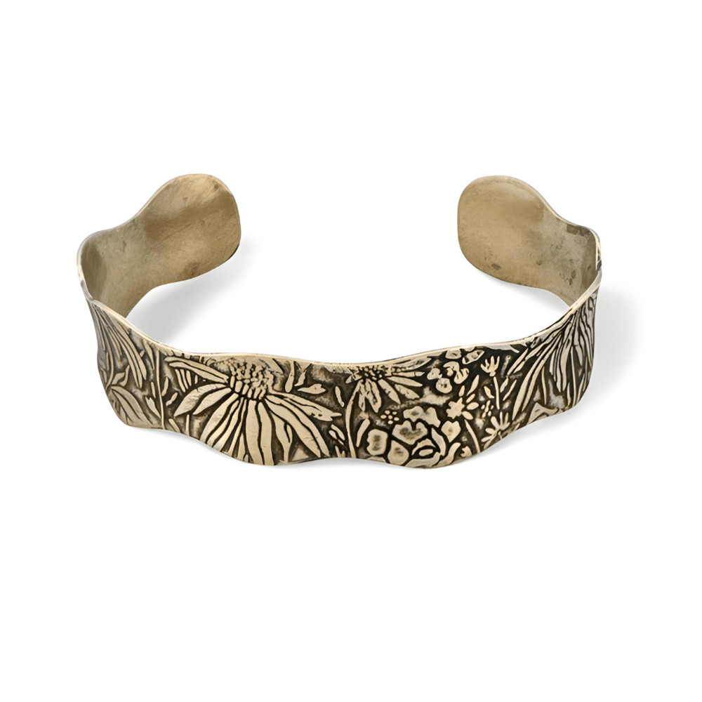 Wild Flower Silver Cuff Bracelet -