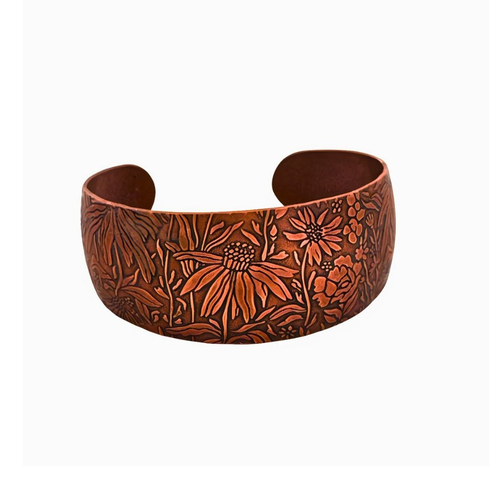 Wildflower Copper Wide Cuff Bracelet -
