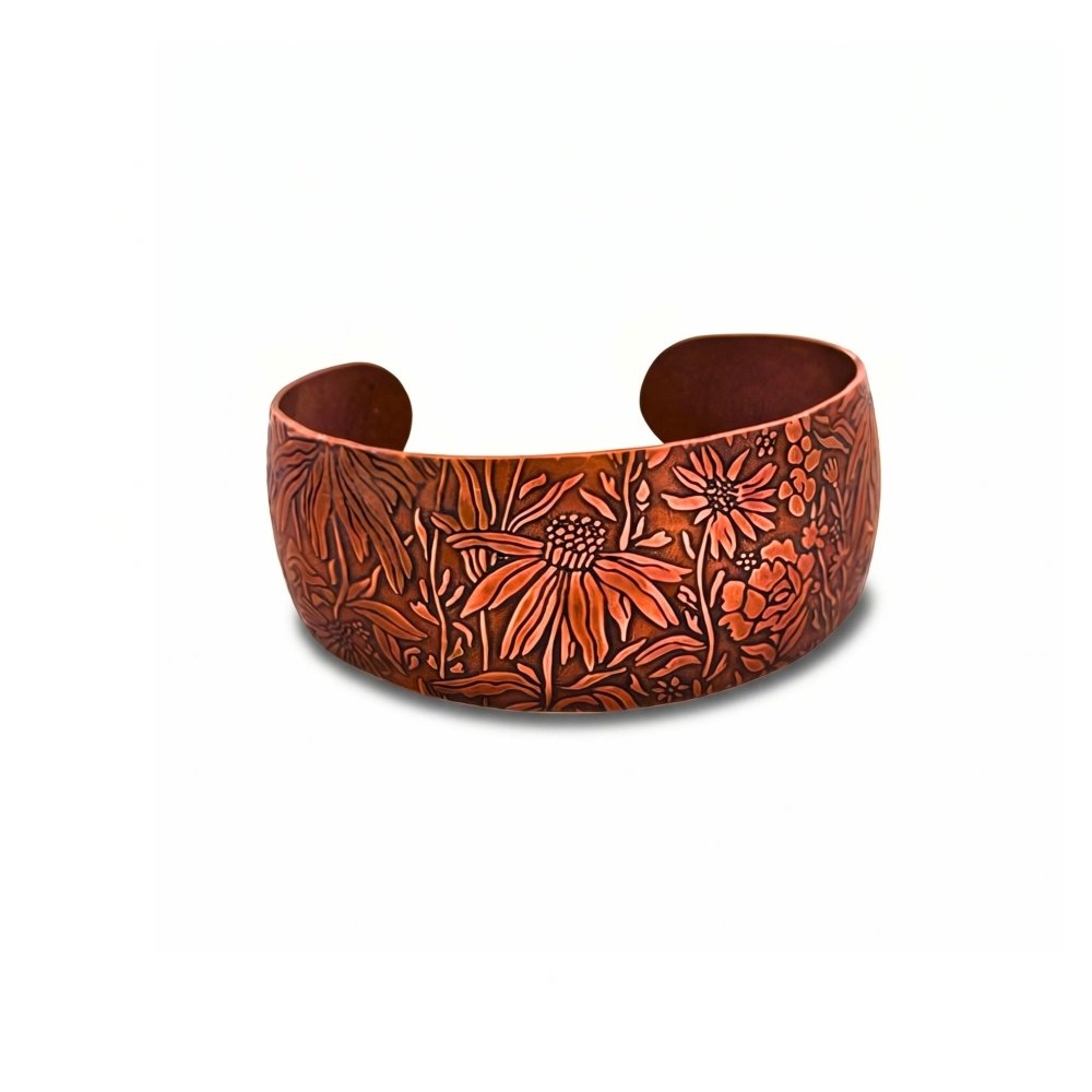 Wildflower Copper Wide Cuff Bracelet -