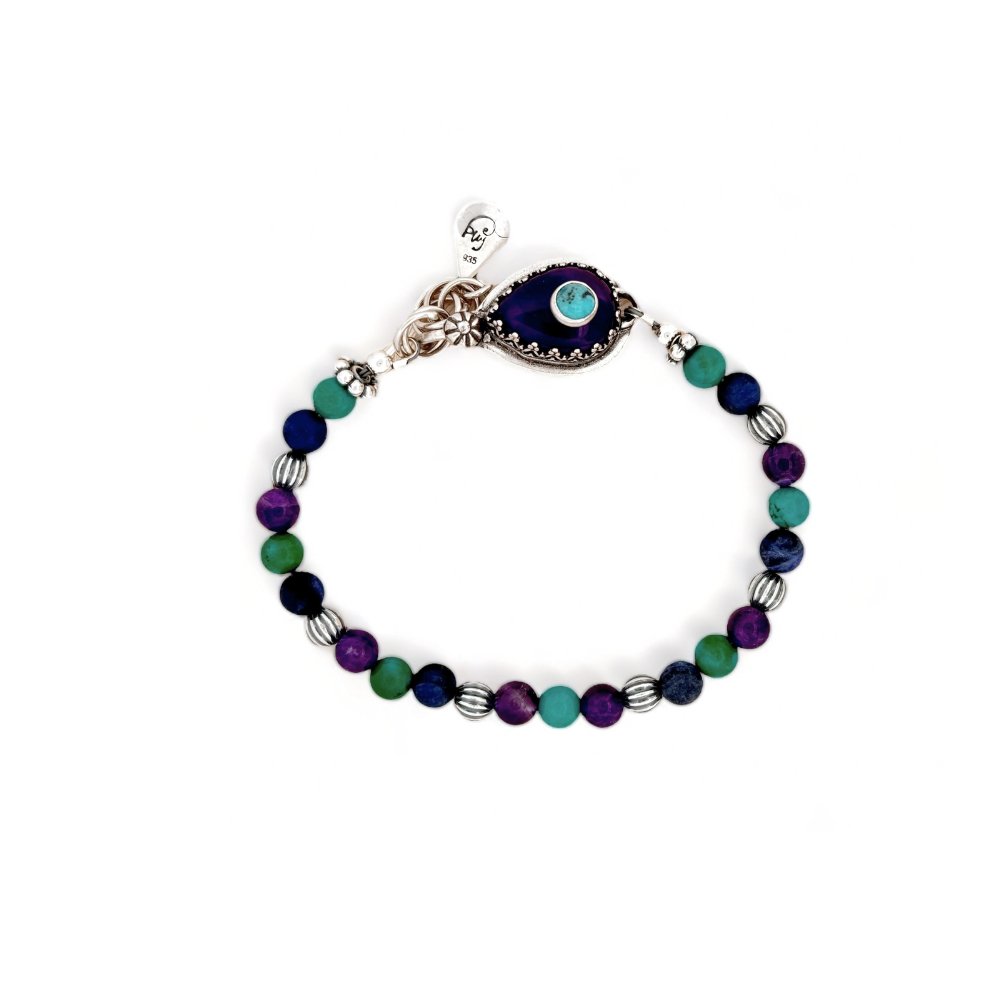Amethyst Turquoise Silver Bracelet -