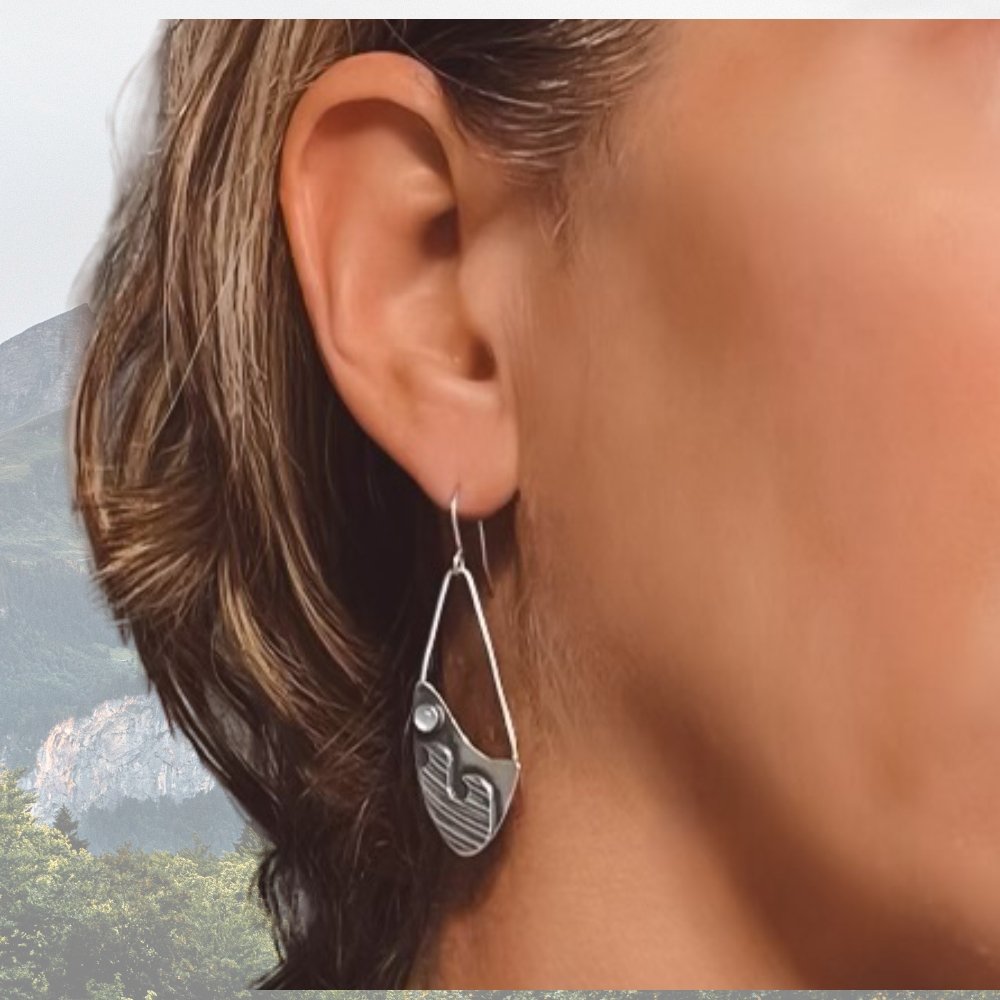 Aquamarine Silver Wave Earrings -