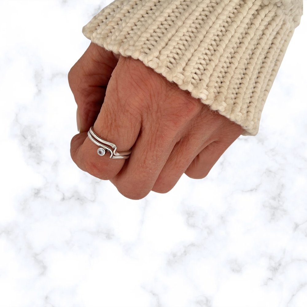 Minimalist Wave Silver Stacking Rings -