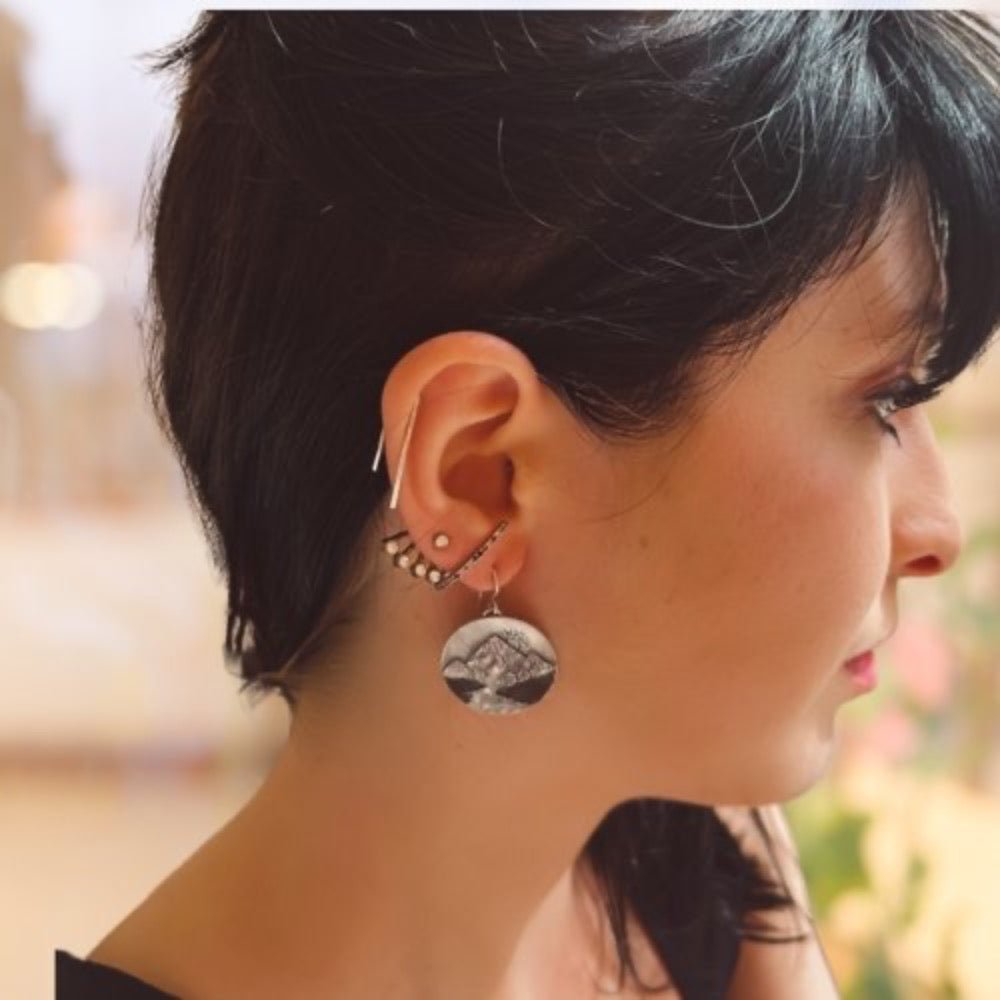 Mountain's River Silver Earrings -