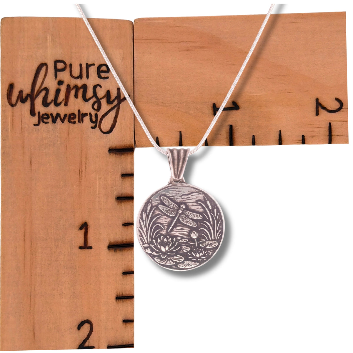 Handmade Dragonfly Necklace Silver – Lotus Flower Fine Silver Pendant