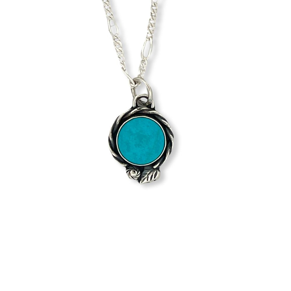 Turquoise Silver Pendant Necklace -