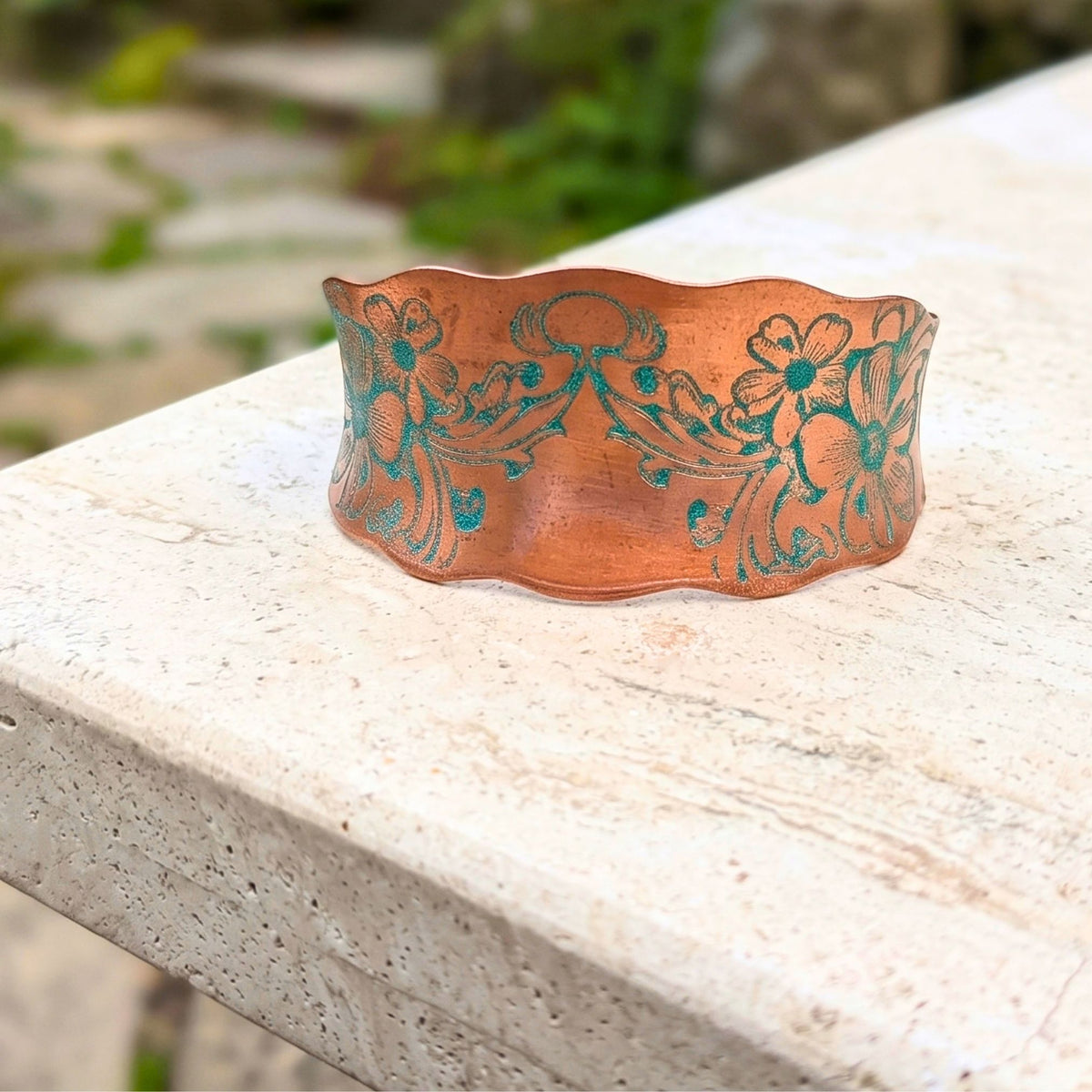 Wandering Flowers Copper Cuff Bracelet - 