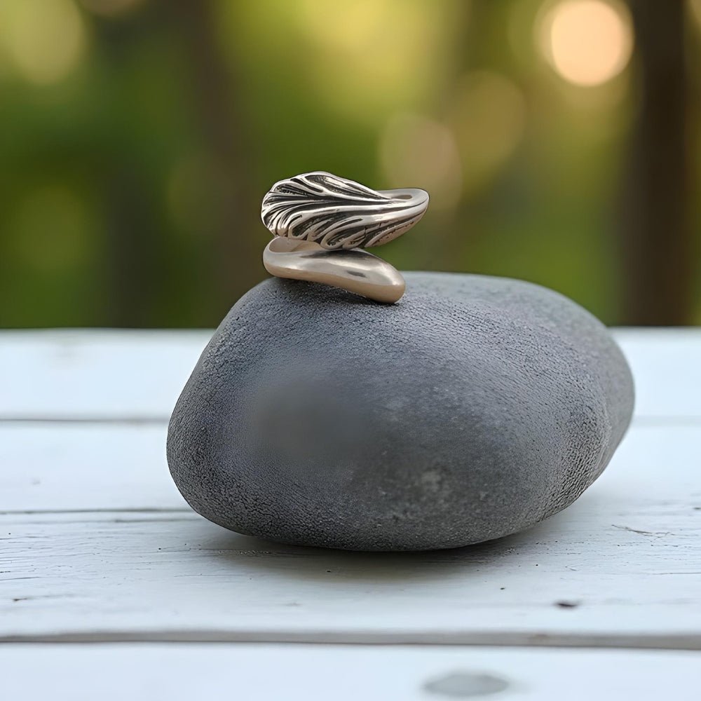 Adjustable Silver Leaf Wrap RIng - 