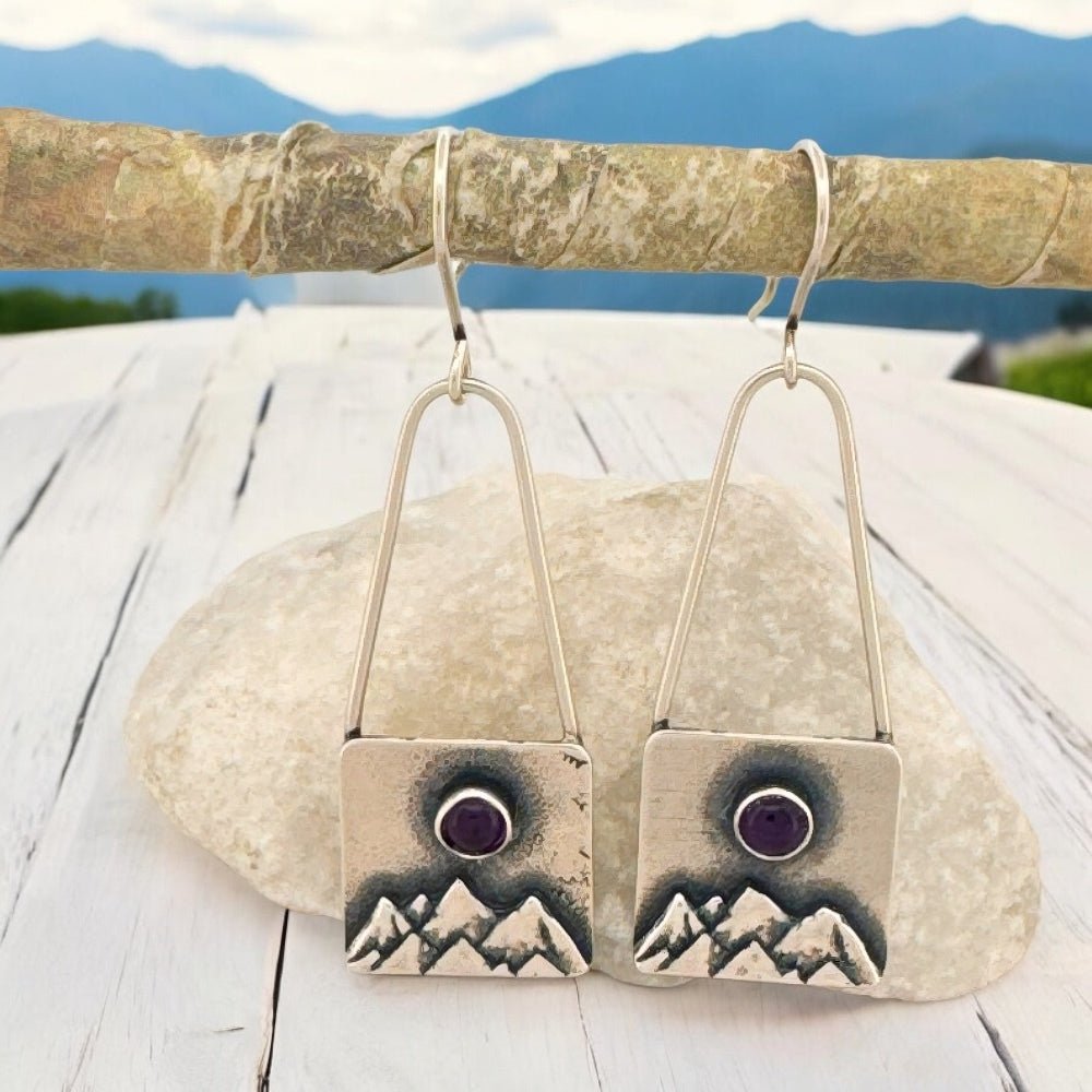Amethyst Mountain Silver Earrings - 