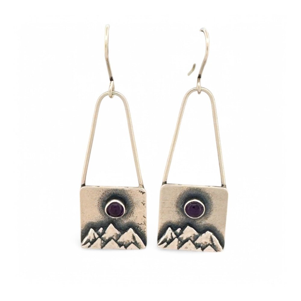 Amethyst Mountain Silver Earrings - 