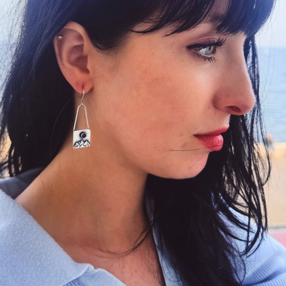 Amethyst Mountain Silver Earrings - 