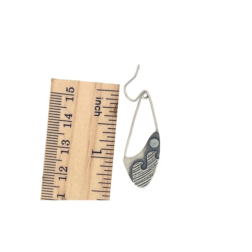 Aquamarine Silver Wave Earrings - 