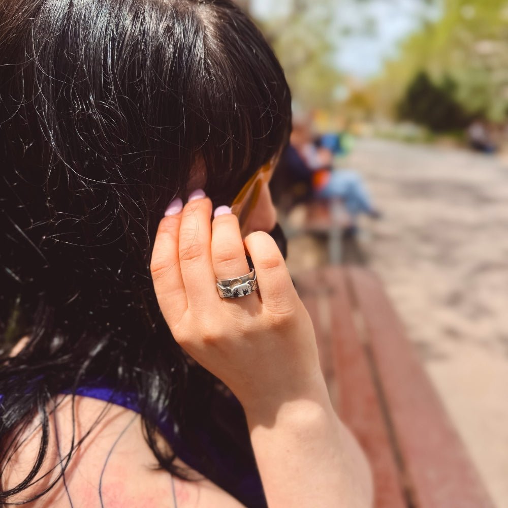 Bear Mountain Golden Moon Silver Ring - 