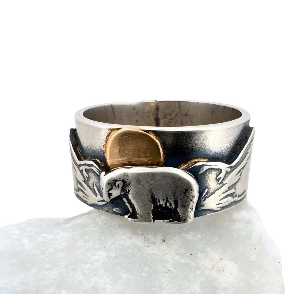 Bear Mountain Golden Moon Silver Ring - 