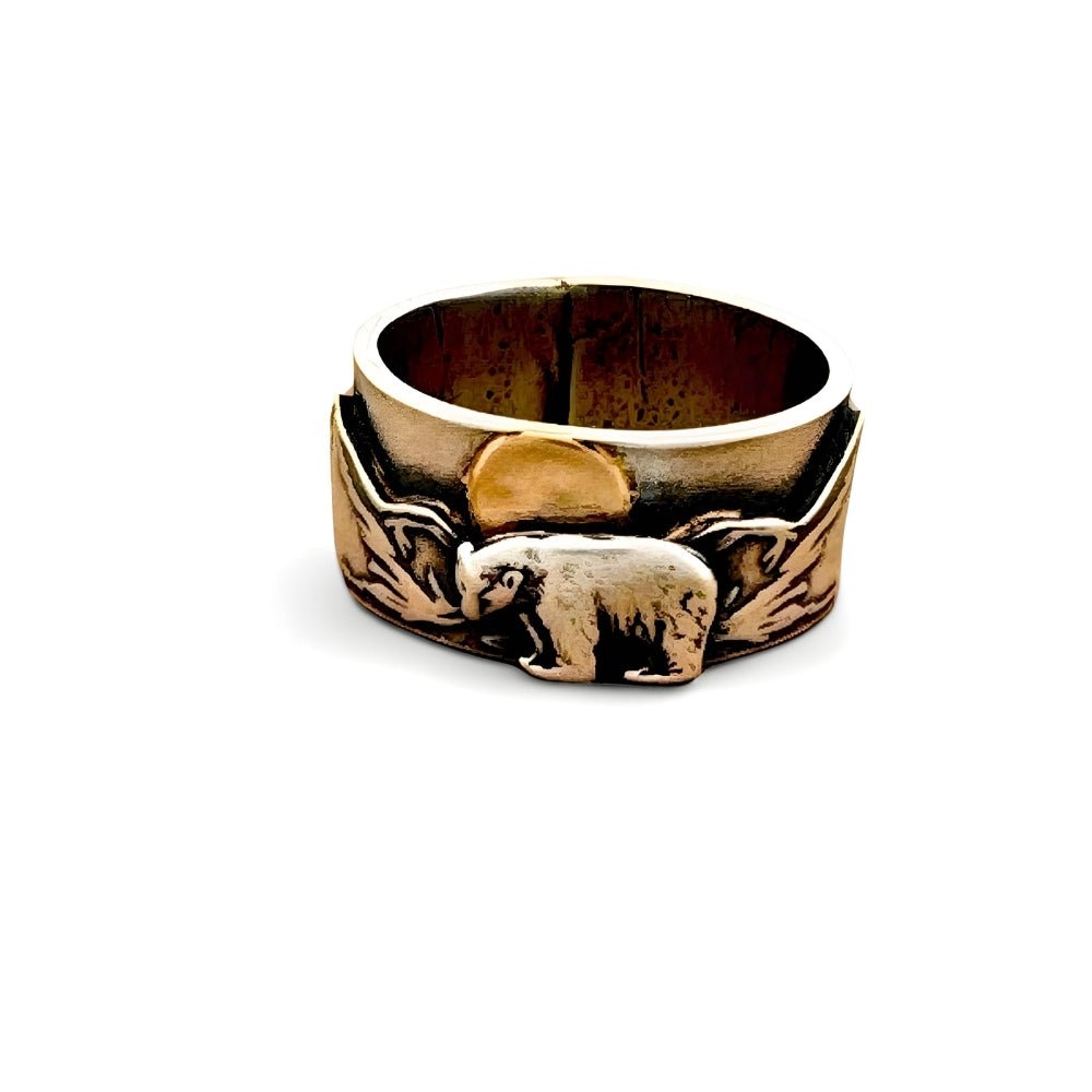 Unisex Bear Mountain Golden Moon Silver Ring. Shop now. – Pure