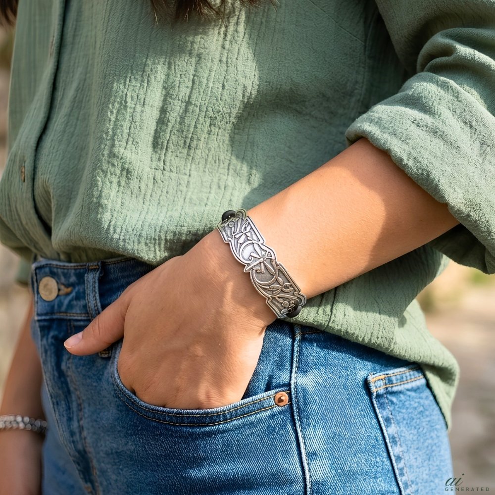Boho Silver Dragonfly Leather Bracelet -