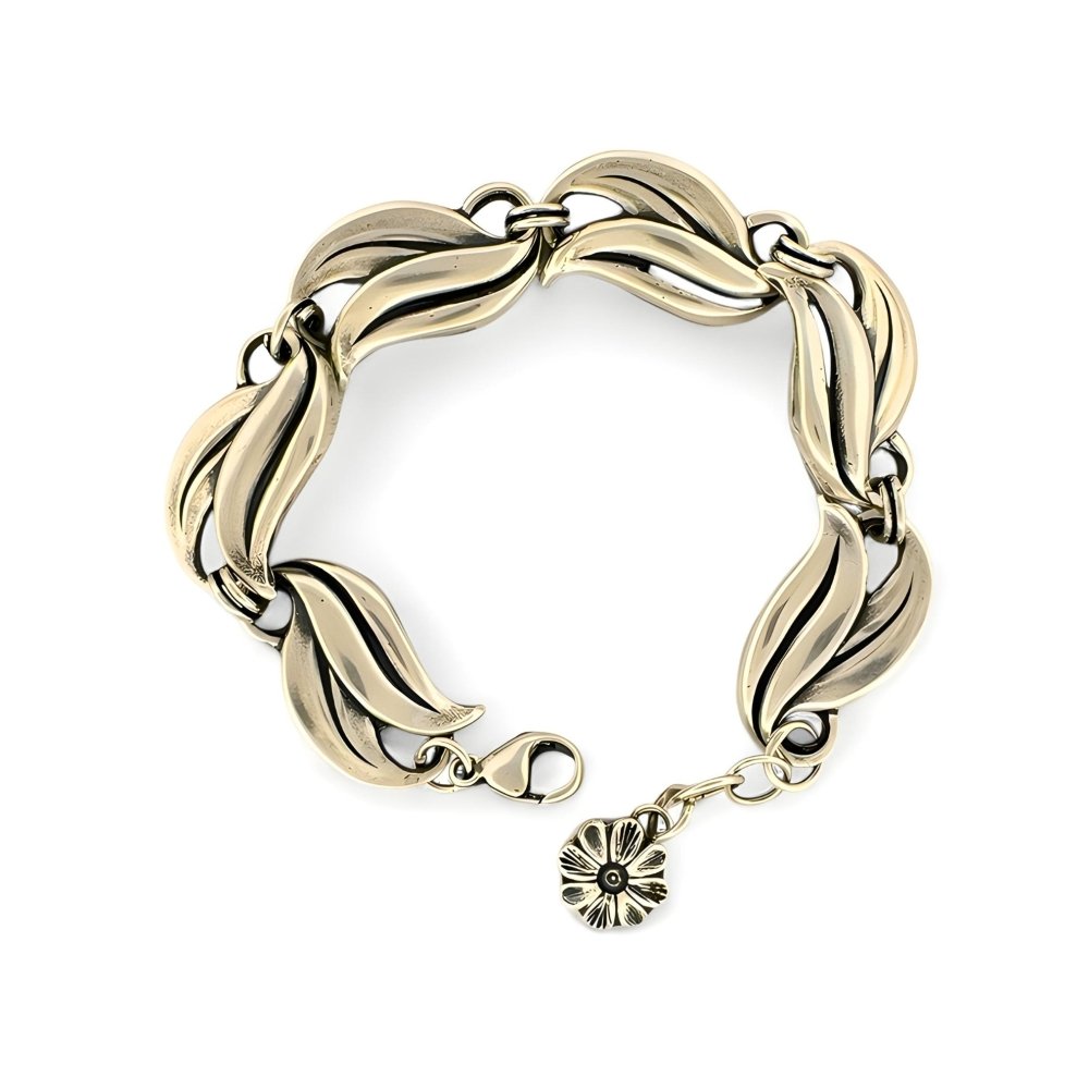 Bold Leaf Silver Bracelet -