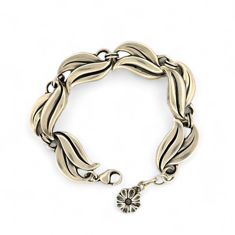 Bold Leaf Silver Bracelet - 