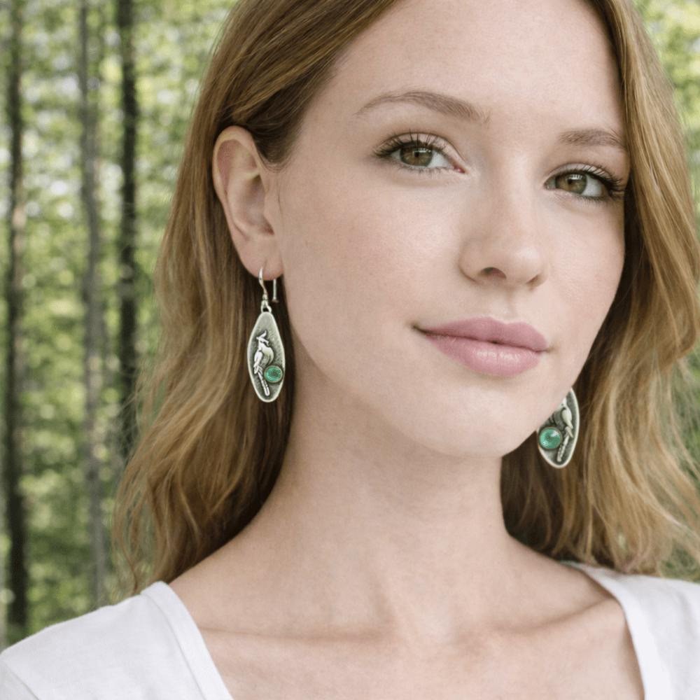 Cardinal Aventurine Silver Earrings - 