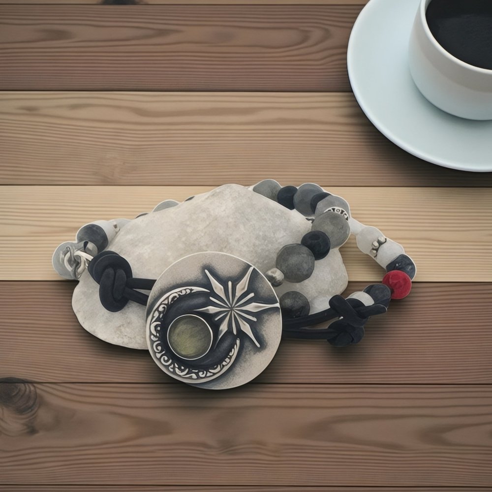 Celestial Labradorite Silver Button Bracelet - 