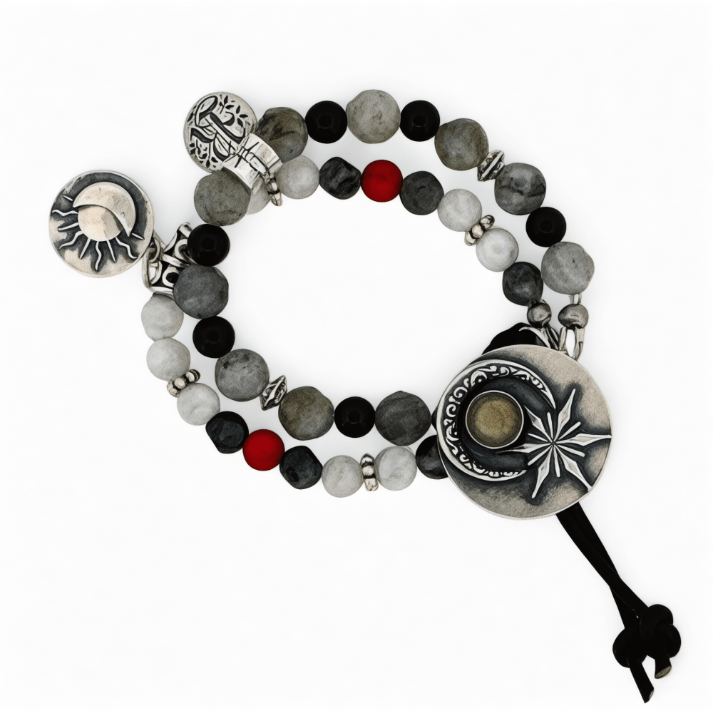 Celestial Labradorite Silver Button Bracelet - 